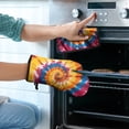 thumbnail image 2 of Colorful Rainbow Tie Dye Spiral Pattern Kitchen Oven Mitt and Pot Holder Sets 4 Pcs for Baking, Cooking and Grilling, Heat Resistant Up To 392 °F, 2 of 7