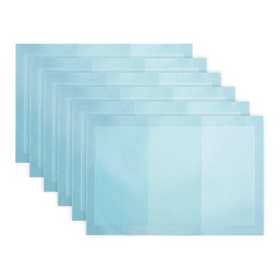 Unique Bargains Rectangle 6 Pack Gradient Plastic Table Mats Blue 17.7x11.8inch