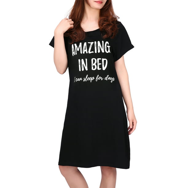 HDE Women's Sleepwear Cotton Nightgowns Short Sleeve Sleepshirt Print Night  Shirt (Amazing in Bed, 2X/3X) - Walmart.com