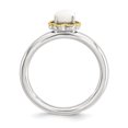 thumbnail image 2 of 925 Sterling Silver 14k White Agate Stackable Ring Stone Gemstone Natural, 2 of 7