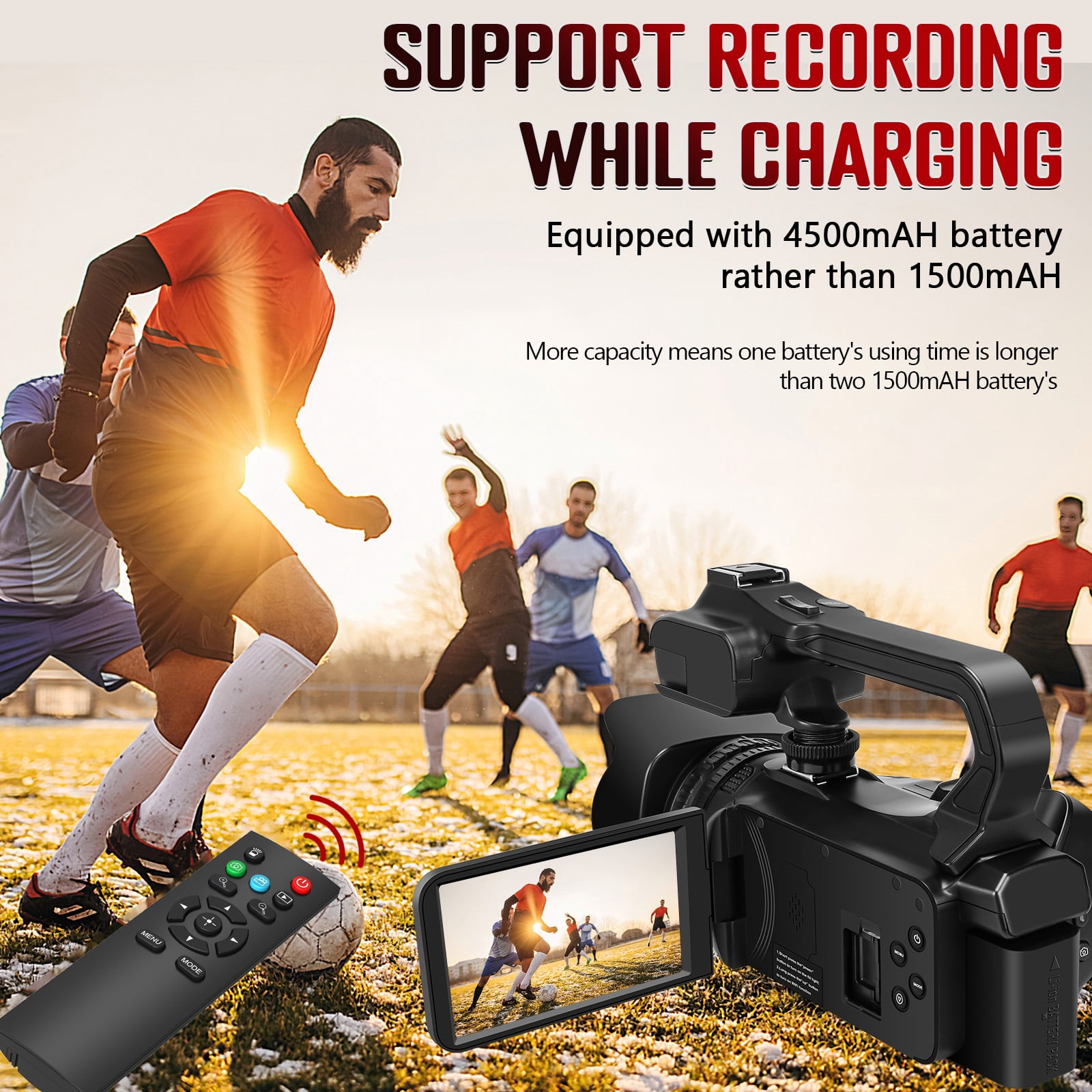 MARVUE 6K Video Camera Camcorder 64MP, Ultra 4.0" Touch Screen IR Night Vision 18X Digital Zoom with Microphone, Wifi, Handhold Stabilizer, 64G SD Card