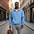 thumbnail image 6 of GrmtClth Sweatshirt for Men Quarter Zip Kangaroo Pocket Pullover Wide Collar Quarter Zip Front Kangaroo Pocket Drop Shoulder Pullover For Fall And Travel S, 6 of 7