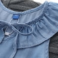 thumbnail image 5 of REDARER Girls Light Wash Denim Sleeveless Dress Ruffle Collar Front Tie Bow Loose Flowy A Line Summer Casual Kids Sundress,6-7 Years, 5 of 9