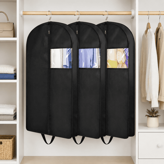 3 Packs 50 Inch Suit Bags for Closet Storage, Garment Bags for Travel, Garment Bags for Hanging Clothes, Convertible Travel Suit Bag Clothing Storage Bags