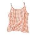 thumbnail image 2 of CYRBOKO Girls Cotton-Linen Tank Tops, Plaid Sleeveless Casual Spaghetti Straps Summer Tops Orange Size 4-5 T, 2 of 9