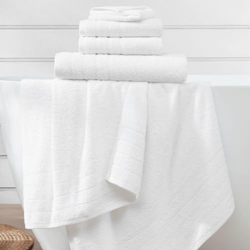 Casa Platino 12 Piece White Cotton Towels Set - Includes 4 Large White Bath Towels, 4 Hand Towels & 4 Washcloths - Soft Absorbent Towels for Bathroom