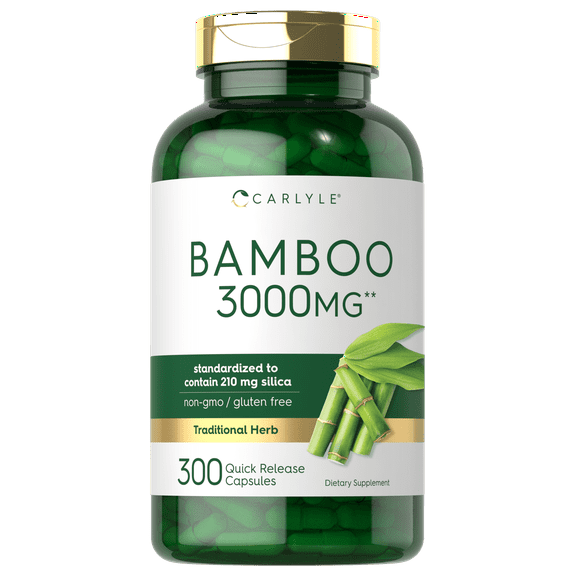 Bamboo Extract | 3000mg | 300 Capsules for Men and Women | 210mg Silica | by Carlyle