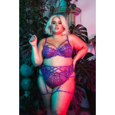 Walpole Purple Embroidered Strappy Balconette Bra