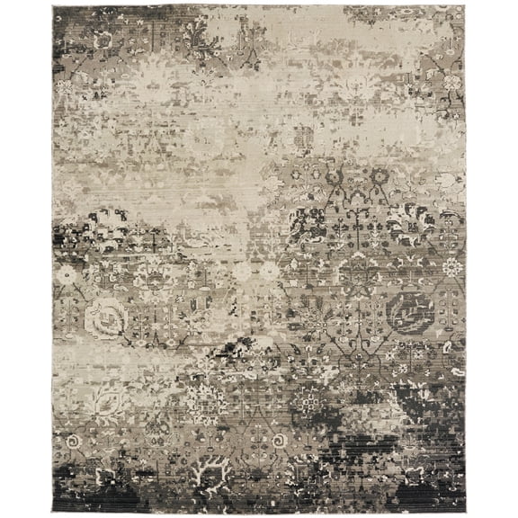 Kalaty Theory Area Rug TY-677 Granite Greys Petals Faded 9' x 12' Rectangle