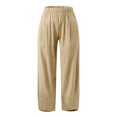 thumbnail image 4 of Linen Pants Women Summer Full Lenght Fashion Ruched Lightweight Womens Pants Loose Fit Solid Color Casual Trousers for Women High Waisted(Khaki L), 4 of 5