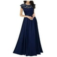 thumbnail image 1 of Bridesmaid Wedding Guest Dress For Womens Lace Stitching Maxi Dress Chiffon Swing Evening Gowns Empire Waist Long Dress Vestidos Elegantes de Mujer Para Fiesta Casuales Vestidos de Verano para Mujer, 1 of 5