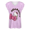 thumbnail image 4 of Hello Kitty Womens Summer Tops Ruffle Short Sleeve Tunic Tops V Neck Loose Fit Flowy T-Shirts, 4 of 7