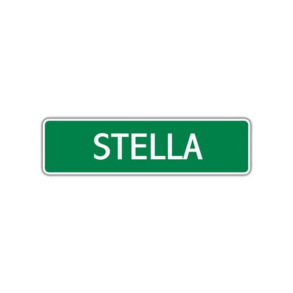 Stella Girls Children Name Letter Printed Label Indoor Outdoor Unique Novelty Wall Plaque Decoration Aluminum Metal Sign 4"x13.5"