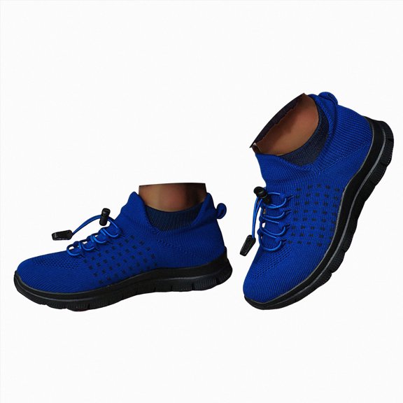 yboeqw Boys Girls Mesh Knit Soft Sole Running Shoes Elastic Lace Up Solid Color Athletic Sneakers Size 13.5