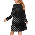 thumbnail image 6 of Fesfesfes Kids Girls Cute Single Bow Print Satin Dress Long Sleeve Round Neck Soft Silky Lightweight Pullover for Casual Home Daily Wear Ages 5-15 Years, 6 of 8