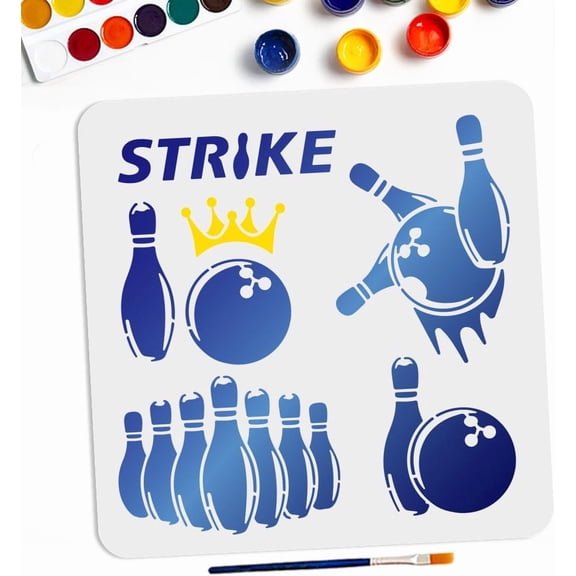 1 Bag US 1Pc PET Hollow Out Drawing Painting Stencils with 1Pc Art Paint Brushes for DIY Scrapbook oto Album Bowling 300x300mm