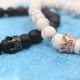thumbnail image 4 of Pulsera de pareja, Corona de Rey y Reina en blanco y negro, pulsera de 8mm, 4 of 5