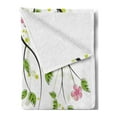 thumbnail image 2 of Floral Soft Flannel Fleece Throw Blanket, Branch with Flowers Leaves Cartoon Illustration Happy Childhood Summer Nature Art, Cozy Plush for Indoor and Outdoor Use, 60" x 80", Pink Green, by Ambesonne, 2 of 5
