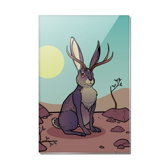 Cartoon Jackalope Rectangle Acrylic Fridge Refrigerator Magnet