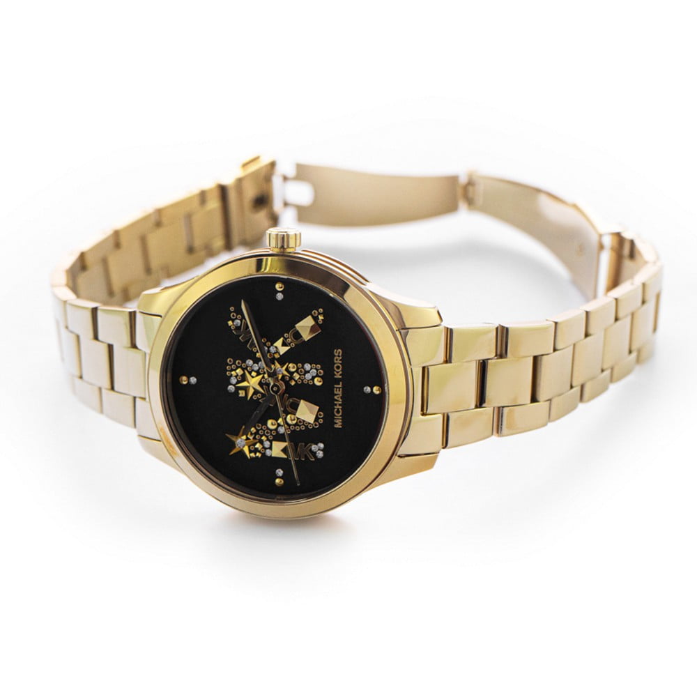 Michael Kors Runway Quartz Black Dial Stainless Steel Ladies Watch MK6682