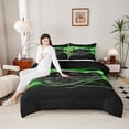 thumbnail image 4 of Castle Fairy Racing Car Twin Comforter Sets for Kids Teenagers,Black Green Bedding Set, 4 of 8