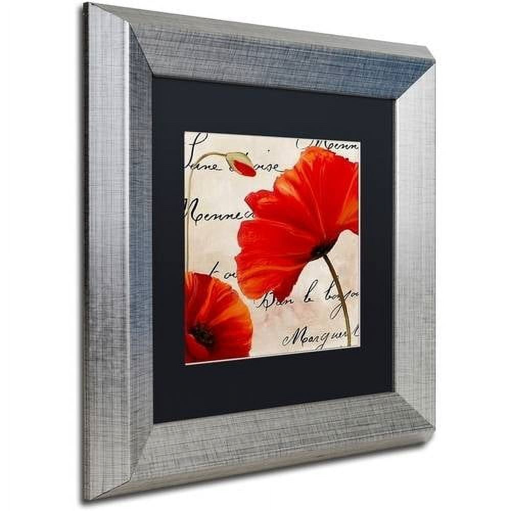 Trademark Fine Art "Coquelicots Rouge II" Canvas Art by Color Bakery Black Matte, Silver Frame
