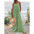 thumbnail image 3 of Wide Leg Overall Jumpsuit, Casual Button Front Suspender Jumpsuit, Women's Clothing, 3 of 5
