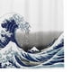 thumbnail image 3 of Cortina de ducha impermeable con olas de mar, resistente al moho, impresión digital, cortina de baño, estilo japonés kenally JJ23555-01, 3 of 4