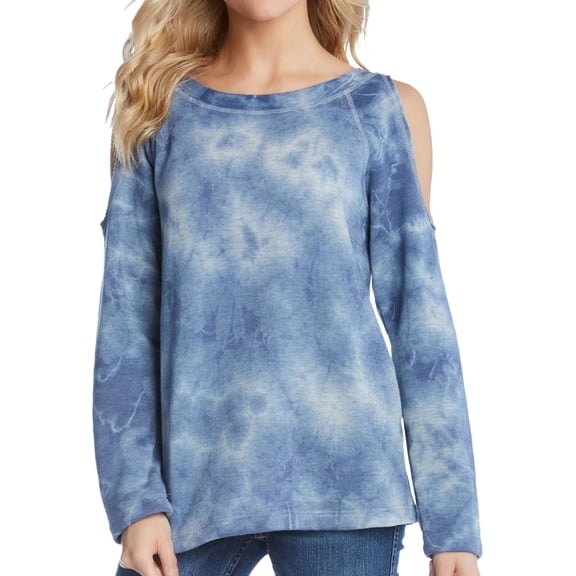 Karen Kane Womens Cold Shoulder Pullover Sweater, Blue, Large