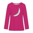 thumbnail image 3 of Workout Tops for Women LEBONYARD Long Sleeve Shirts for Women Womens Tops Long Sleeve Dressy Casual,Women's Printed T-shirt with Round Neck and Shoulder Drop Long Sleeved Top Hot Pink L, 3 of 3