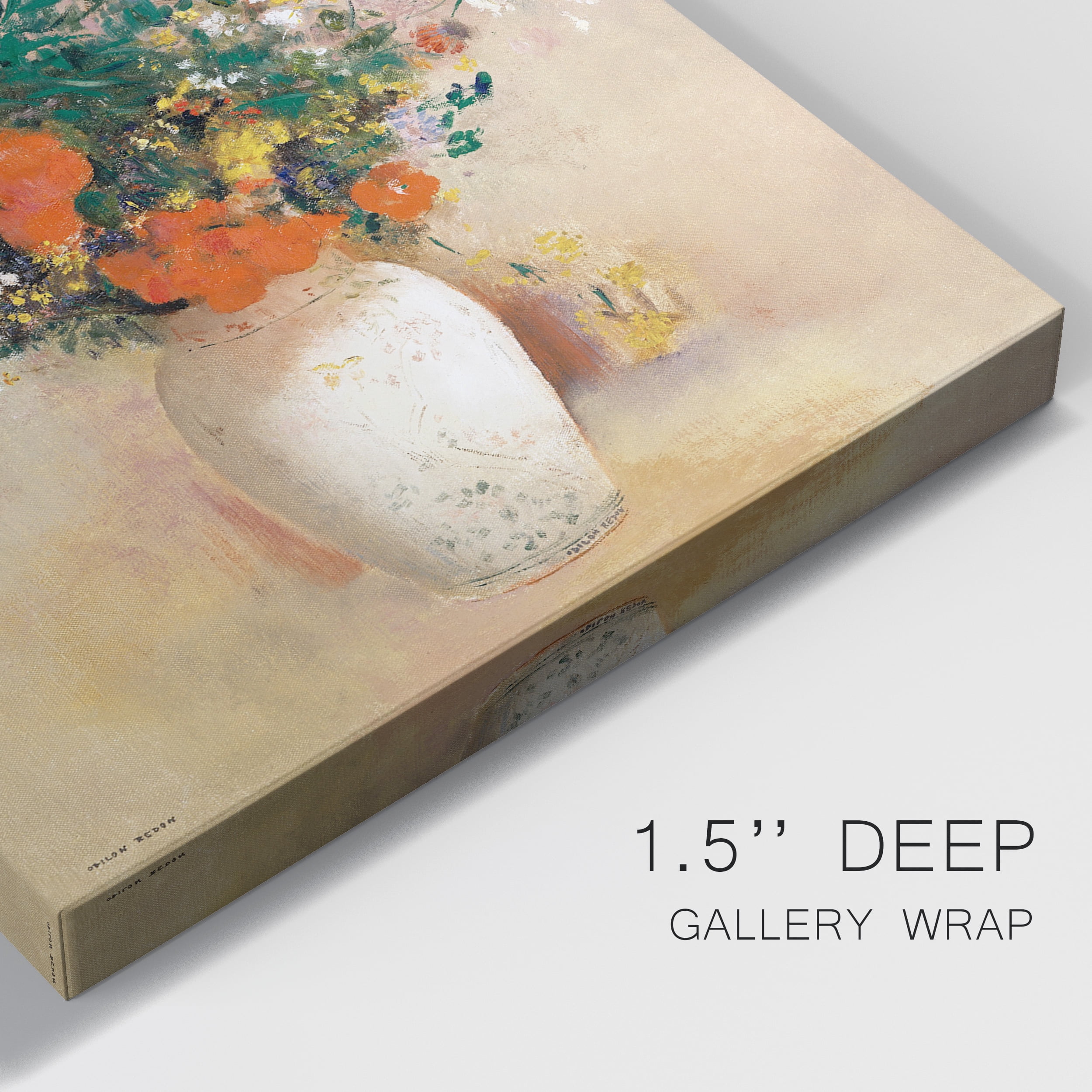 Vase of Flowers (Pink Background) Premium Gallery Wrapped Canvas - Ready to Hang - 24 x 36