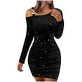thumbnail image 2 of OSFVNOXV Velvet Dress for Women Plus Size Cocktail Dress Glitter Sparkly Wrap Flared Business Dress with Straps, 2 of 6