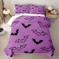 thumbnail image 2 of Homewish Halloween Bat Bed Spread Queen,Silhouette Pattern Queen Coverlet Set,Bright Purple Black,3pcs, 2 of 7