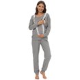 thumbnail image 3 of Xmarks Women Maternity Nursing Pajama Sets Pregnant Lounge Sleepwear Breastfeeding PJs Gray XL, 3 of 9
