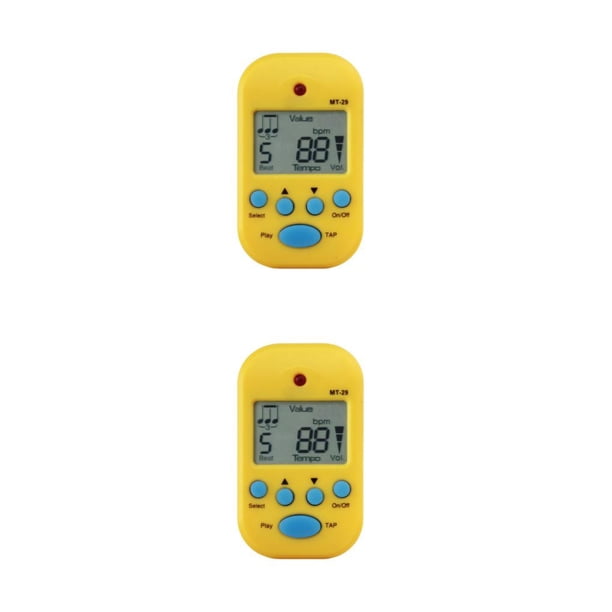 Matsuzay Mini Clip-on Digital metrónomo cintura libro soporte sintonizador práctico Tune música instrumento grabador guitarra ukelele bajo Amarillo 2piezas