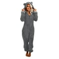 thumbnail image 1 of Combinaison à Manches Longues pour Femmes Pyjama à Capuche Chaud d'Hiver Vêtements de Nuit Décontractés, 1 of 2