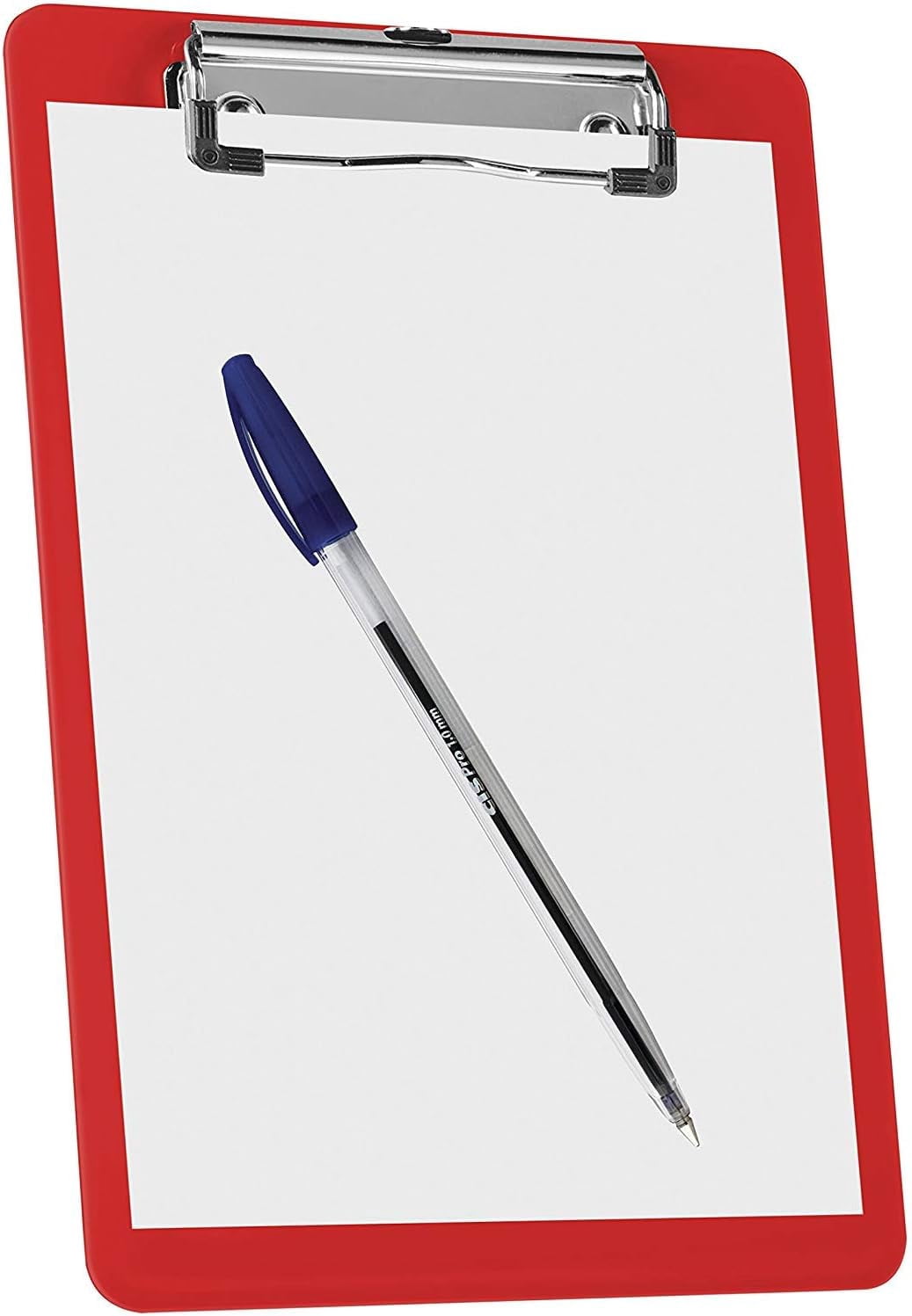 Acrimet Clipboard Memo Size A5 (9 1/4” x 6 5/16”) Low Profile Clip (Plastic) (Solid Red Color) (6 Pack)