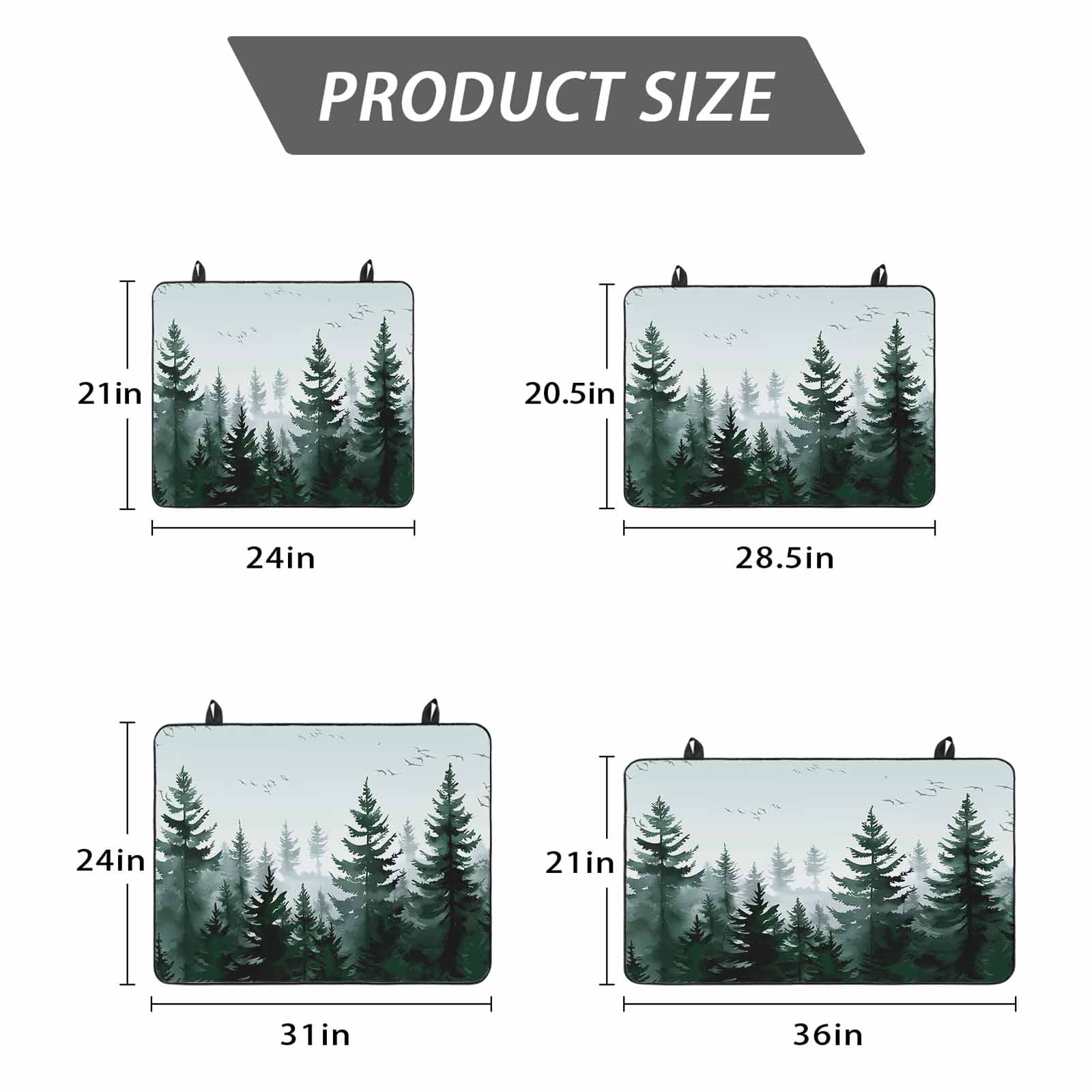 Green Mist Forest Stove Top Cover for Electric Stove, Heat-proof & Non Slip Glass Top Stove Cover Protector, Farmhouse Trees Nature Landscape Kitchen Flat Cooktop Rubber Mat 24x21 Inches