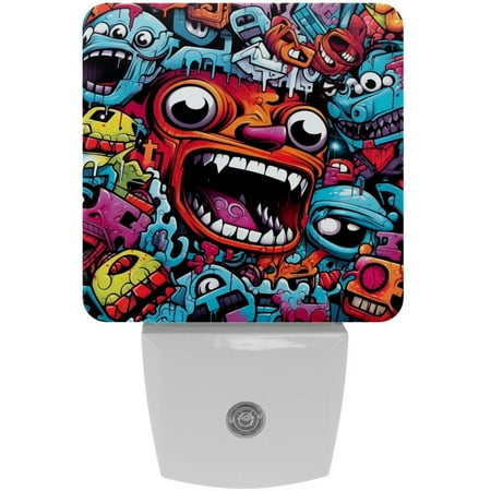 

Graffiti LED Square Night Lights for a Bright and Stylish Ambiance - Ideal for Bedrooms and Hallways - Energy Efficient Plugin Lamps with Auto Sensor
