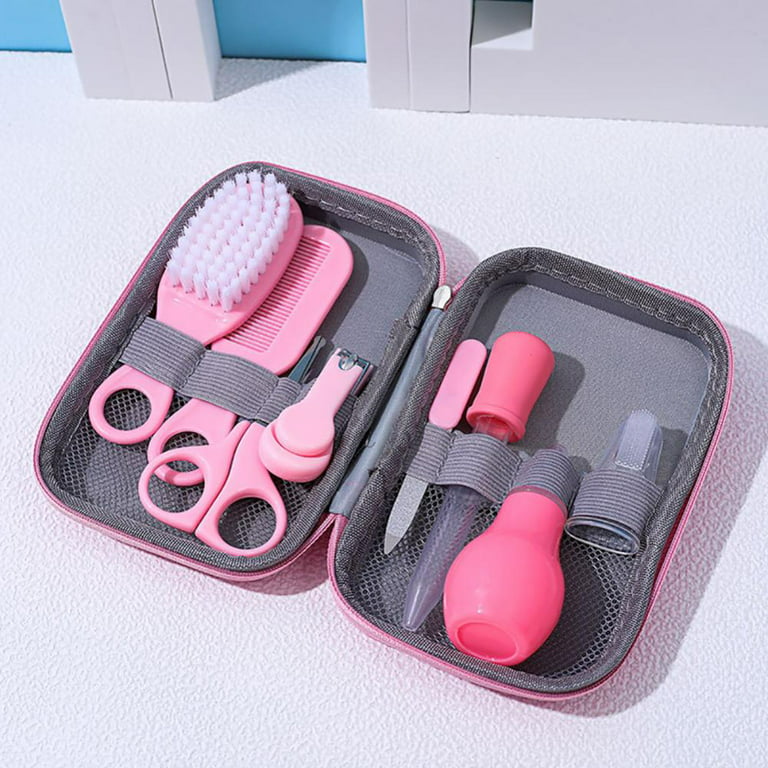 10Pcs/Set Baby Health Care Kit Portable Newborn Infant Nursery Set Kids  Grooming Kit Baby Nail Clipper Brush Comb Cleaning Sets (Pink)