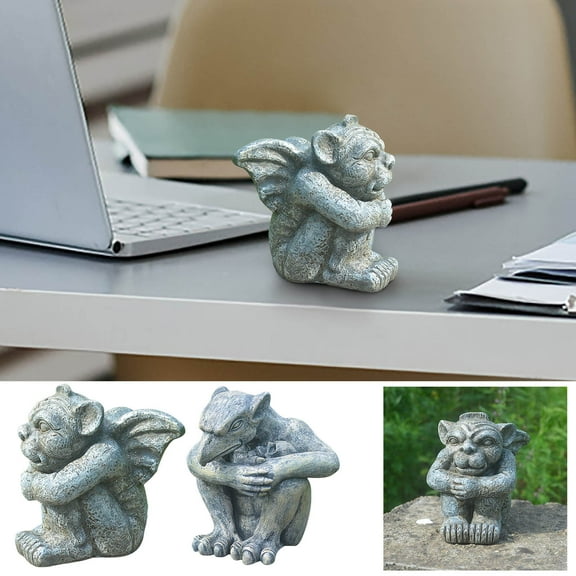 Usbinx Life Home Decoration, Gothic Gargoyle Stone Statue Resin Garden and Courtyard Protector Handcrafted Indoor Outdoor Ornament Novelty Gift 1 Piece