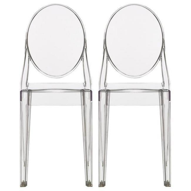 Ghost Side Chair Arm less Set of 2 Crystal Acrylic Stacking Chair 