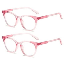 2 Pairs of Women Square Reading Glasses 1.00 Anti-blue Light Transparent Pink Stylish Readers  1.00