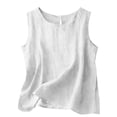 thumbnail image 3 of cocolona Womens Summer Linen Tank Tops Crew Neck Sleeveless Shirts Dressy Casual Solid Color Blouses, 3 of 4