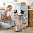 thumbnail image 5 of Yayeee Freestanding Laundry Hamper with Handle Collapsible Large Storage Basket for Clothes, Gray Llama Pattern, 5 of 7