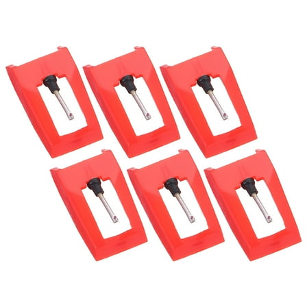 HOOWIFFY 6Pcs Red Phonograph Stylus Attachment for Record Player Enhanced Audio Quality Plastic