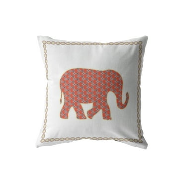 Amrita Sen Light Elephant Broadcloth Indoor Outdoor Zippered Pillow Orange on Cream
