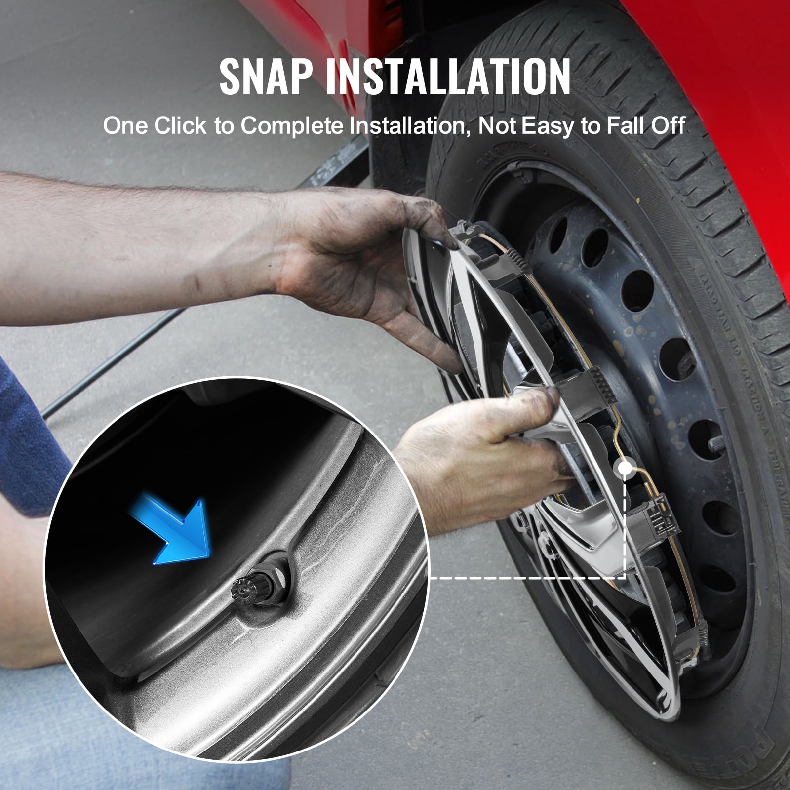 KFFKFF Wheel Covers, 15-inch Diameter, Durable & Enduring Anti-Scratch Tire Cap with Easy-Fit & Valve Access, ABS & PC Tire Cap with Exceptional Sturdiness & Minimized Wind Drag