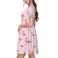thumbnail image 2 of Disketp Cute Flamingo with Heart para Vestido de Manga Corta para Mujeres, Vestidos de Verano para Mujeres, Casual y Holgado para la Playa, 2 of 6