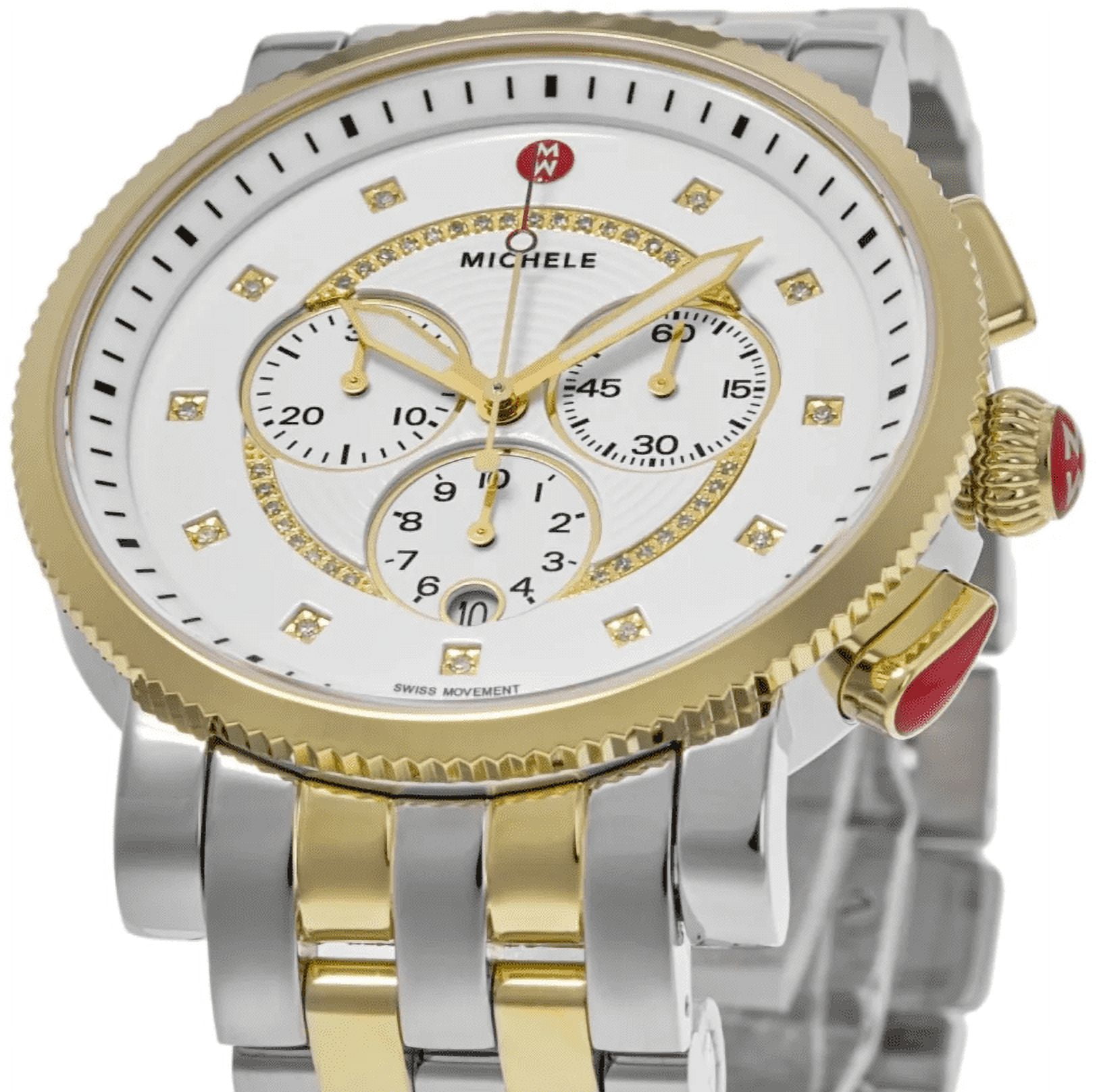 Michele Sport Sail White Diamond Dial Two-Tone Steel Women's Watch MWW01K000121